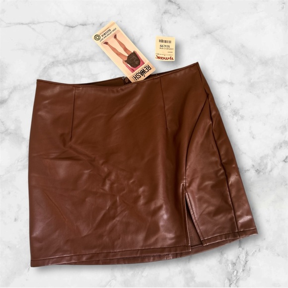 Rewash Dresses & Skirts - Rewash Brown Asymmetrical Mini Skirt for Night Out